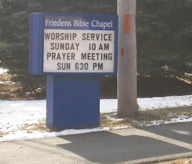 Friedens Bible Chapel Sign